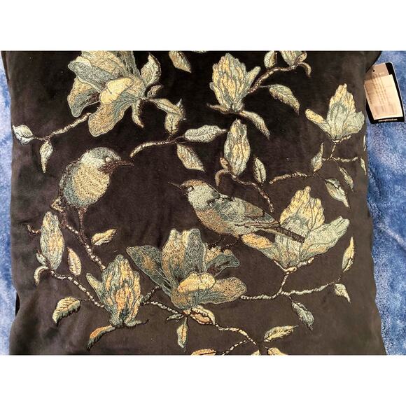 Eight Mood Sweden Calibri Embroidered Floral Throw Pillow 18"x18" in Black NWT - Picture 5 of 6